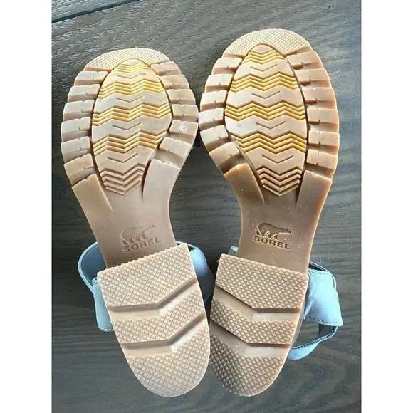 Sorel Nadia™ Leather Block Heeled Sandal Women’s Size 7.5 in Dove Gray EUC - Picture 9 of 10